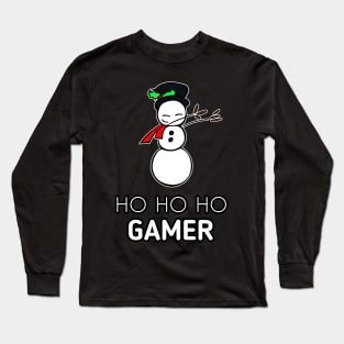 Ho Ho Ho Gamer Snowman Dabbing Long Sleeve T-Shirt